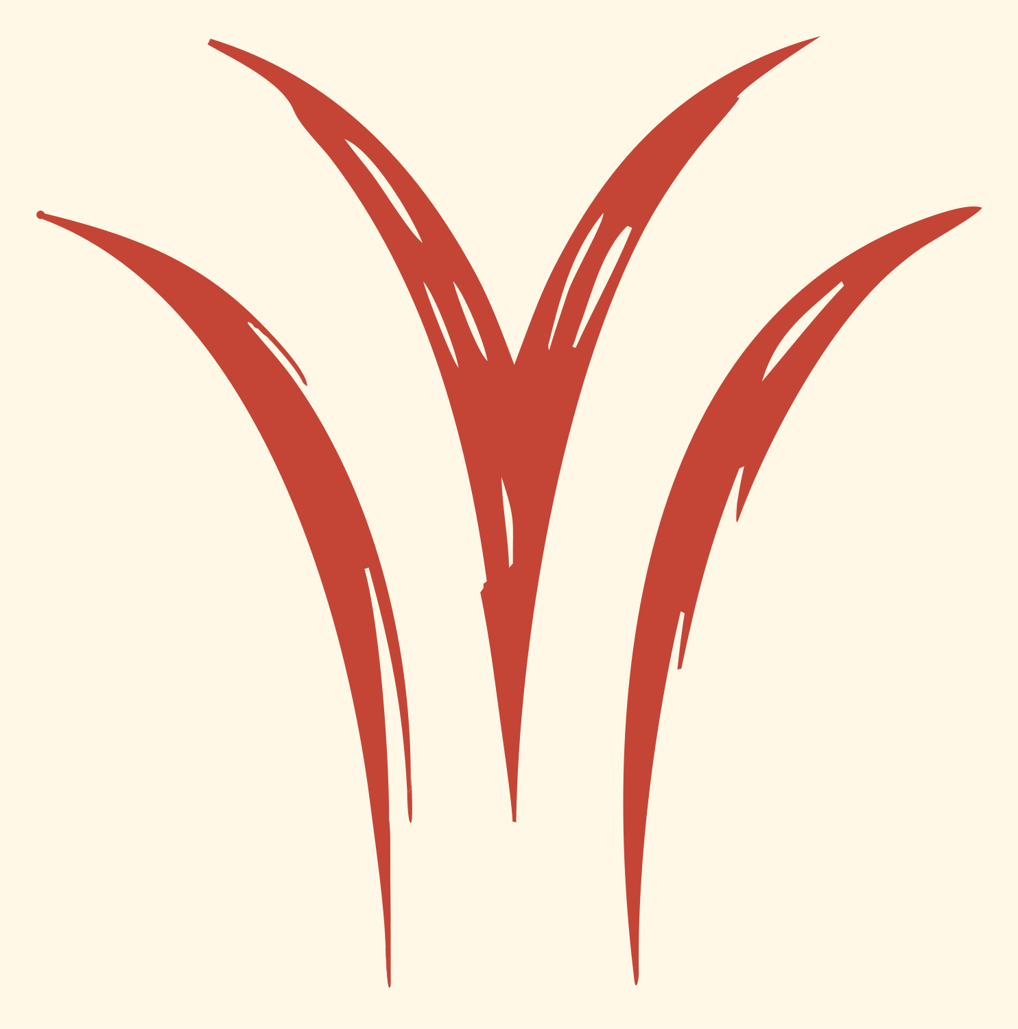 Hand-Drawn Wild Grass Emblem #fff8e7/#c44536