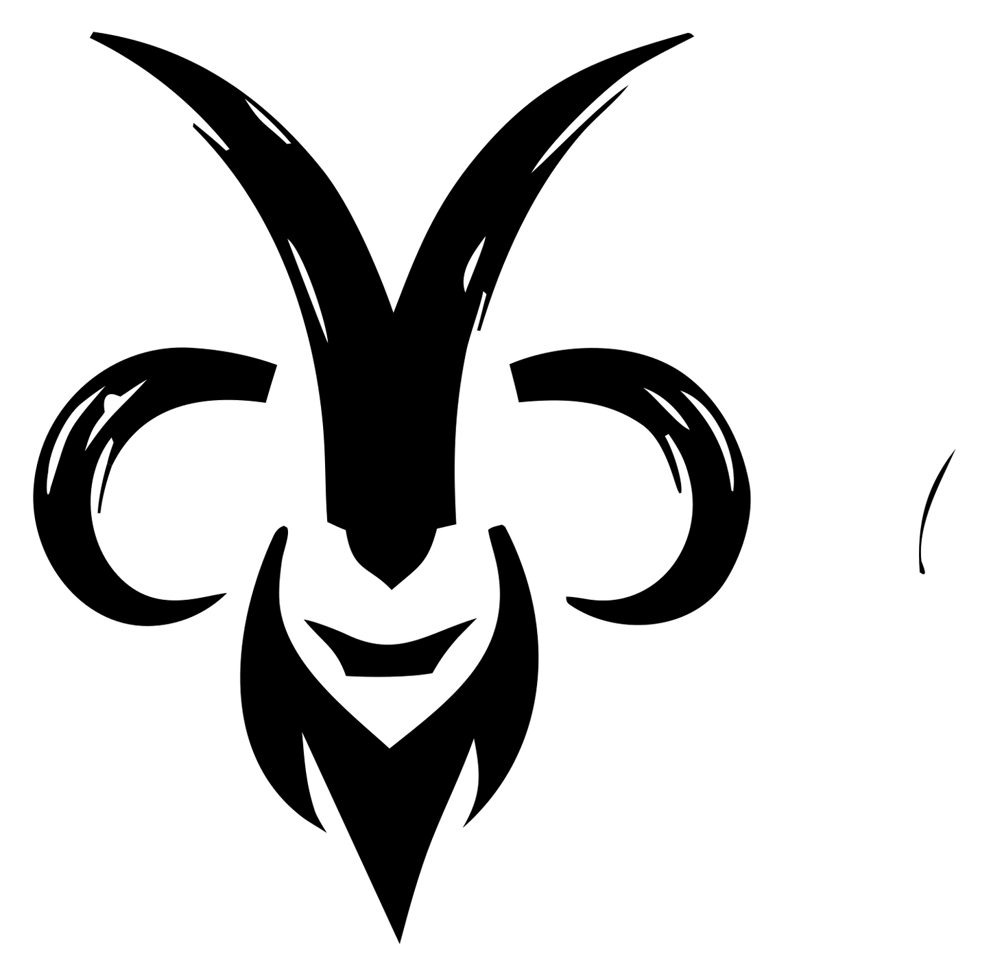 Hand-Drawn Goat Head Badge #ffffff/#000000