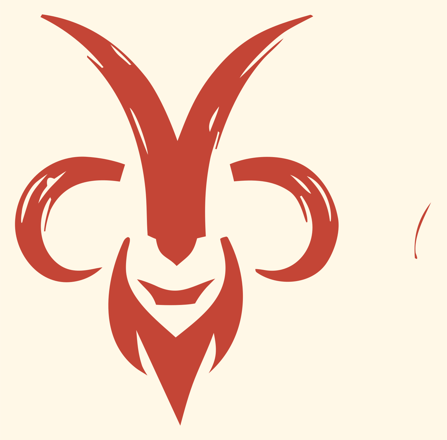 Hand-Drawn Goat Head Badge #fff8e7/#c44536