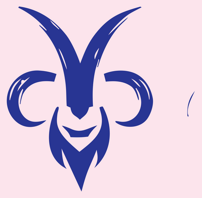 Hand-Drawn Goat Head Badge #fce4ec/#283593