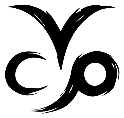 Hand-Drawn Capricorn Brushstroke Crest #ffffff/#000000