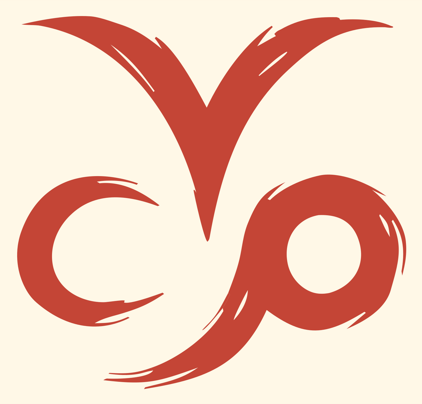Hand-Drawn Capricorn Brushstroke Crest #fff8e7/#c44536