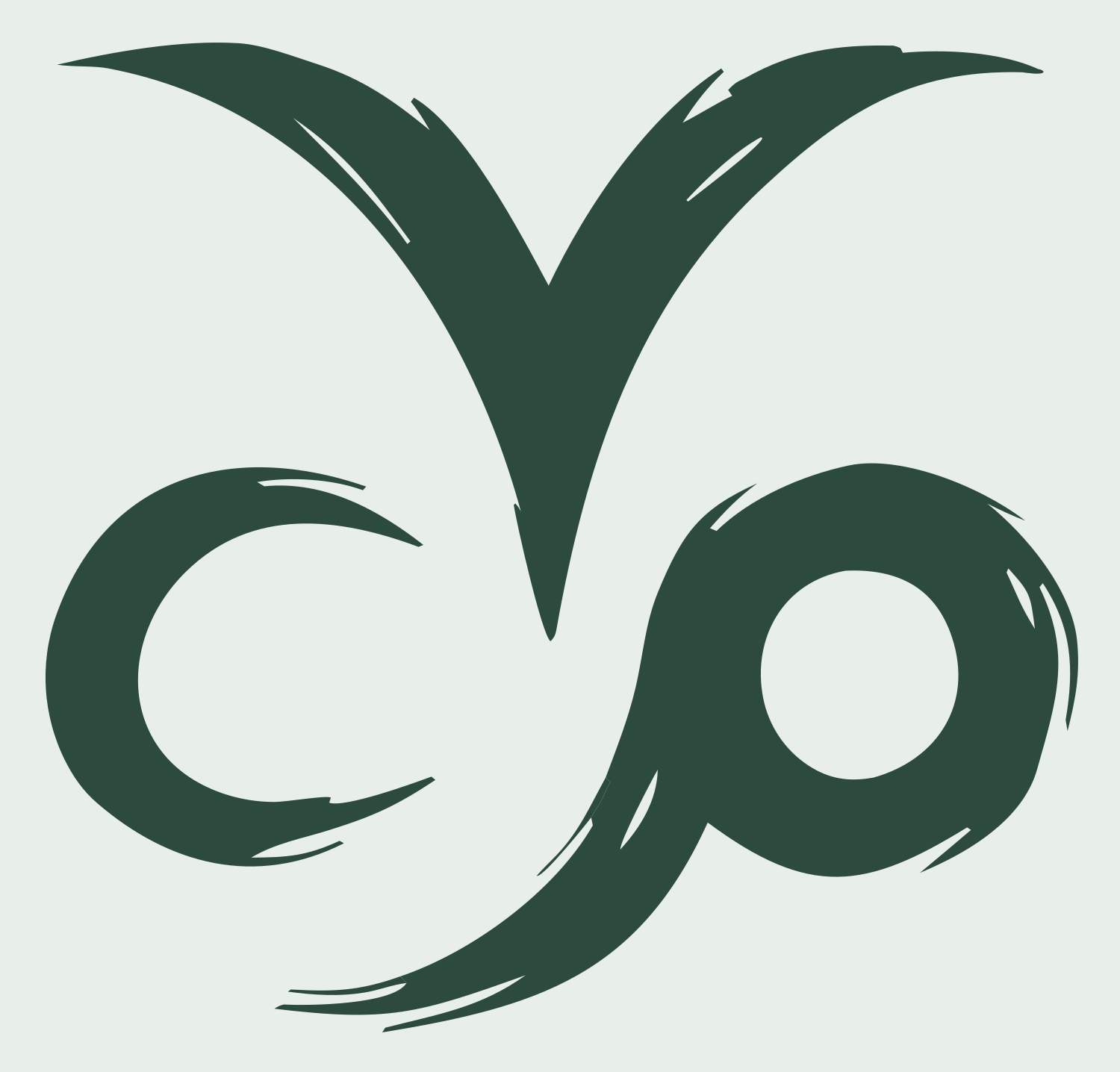 Hand-Drawn Capricorn Brushstroke Crest #e8efe9/#2d4a3e