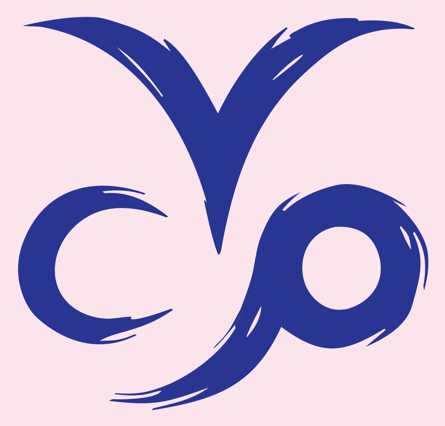 Hand-Drawn Capricorn Brushstroke Crest #fce4ec/#283593