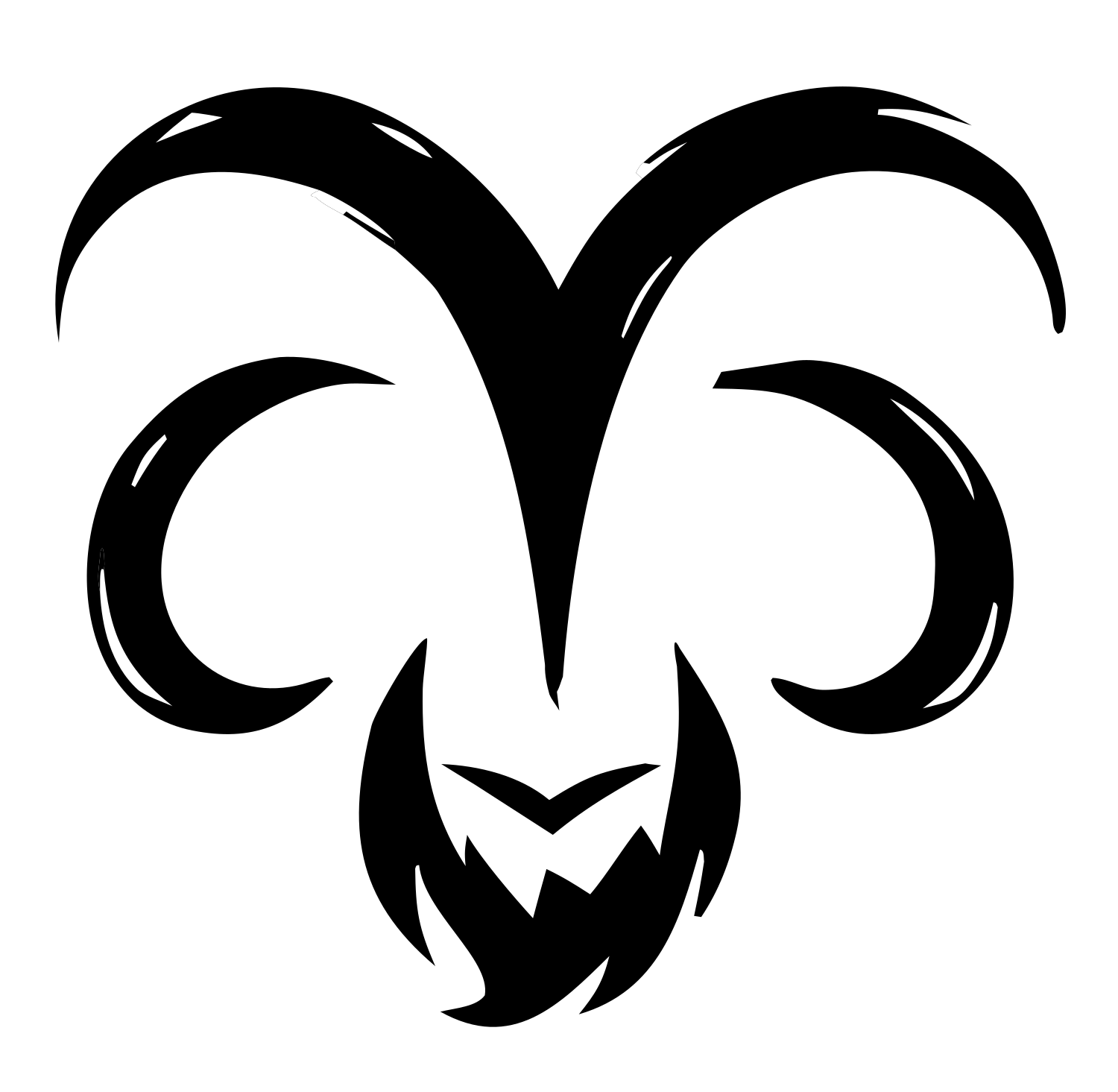Hand-Drawn Ram Skull Icon #ffffff/#000000