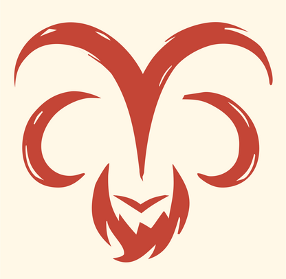 Hand-Drawn Ram Skull Icon #fff8e7/#c44536