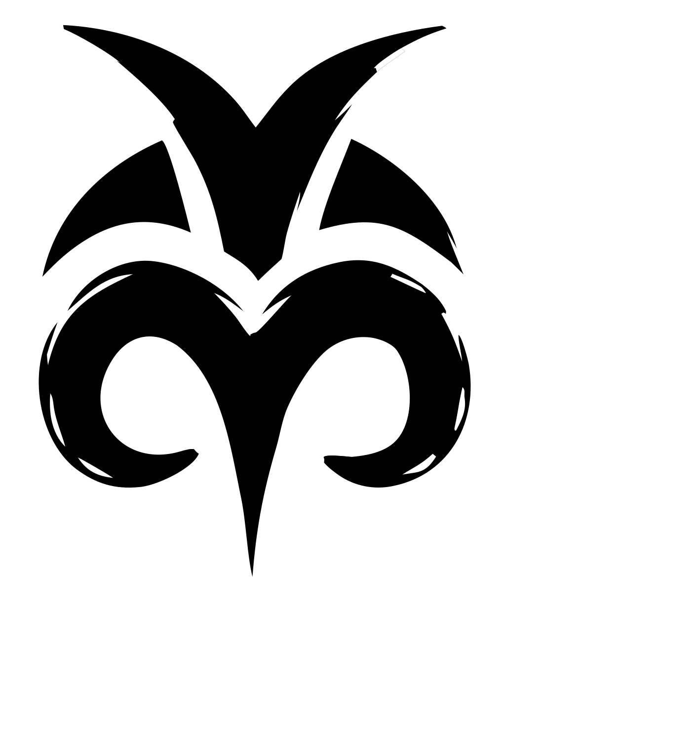 Hand-Drawn Ram Horns Emblem #ffffff/#000000
