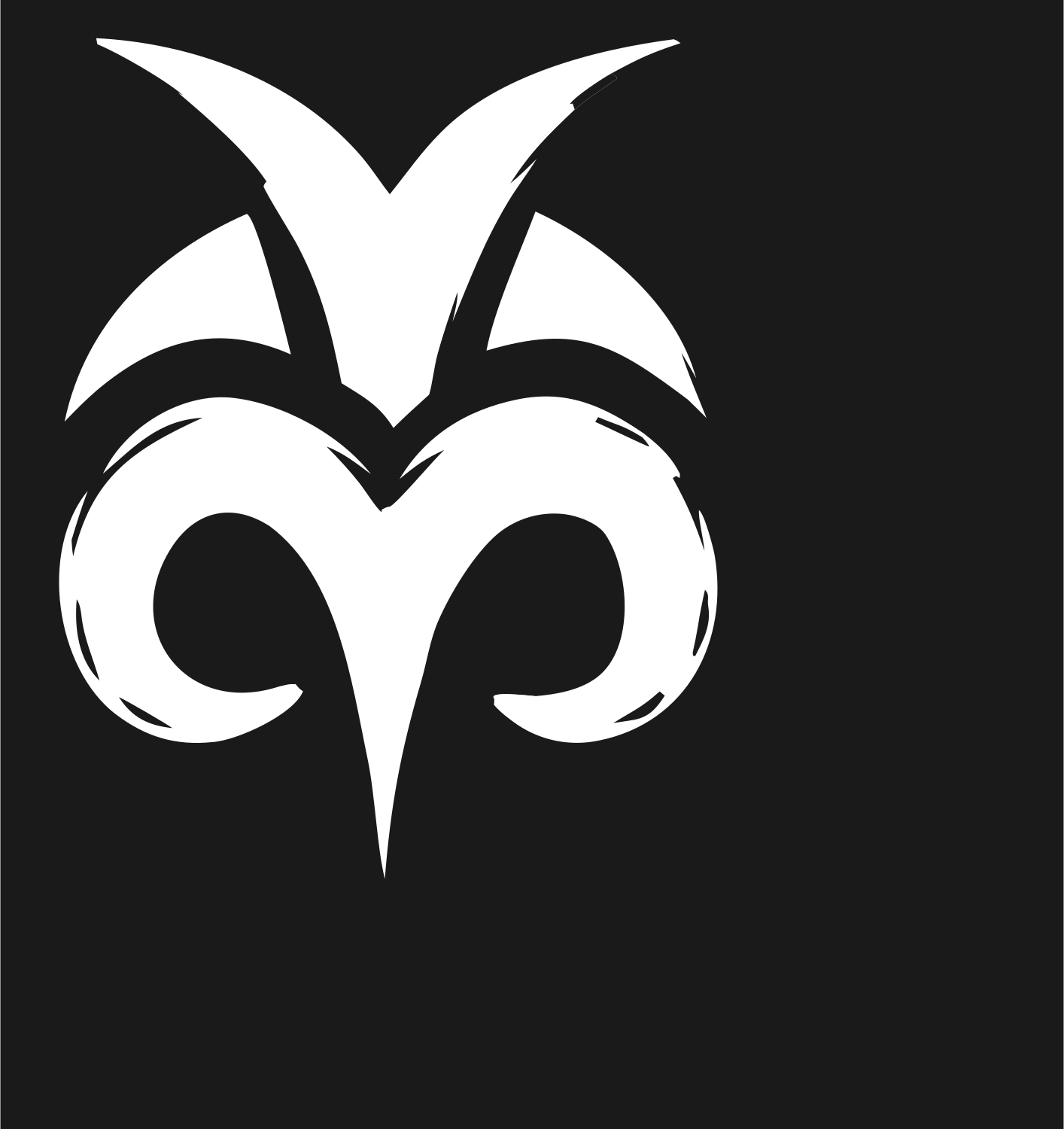Hand-Drawn Ram Horns Emblem #1a1a1a/#ffffff