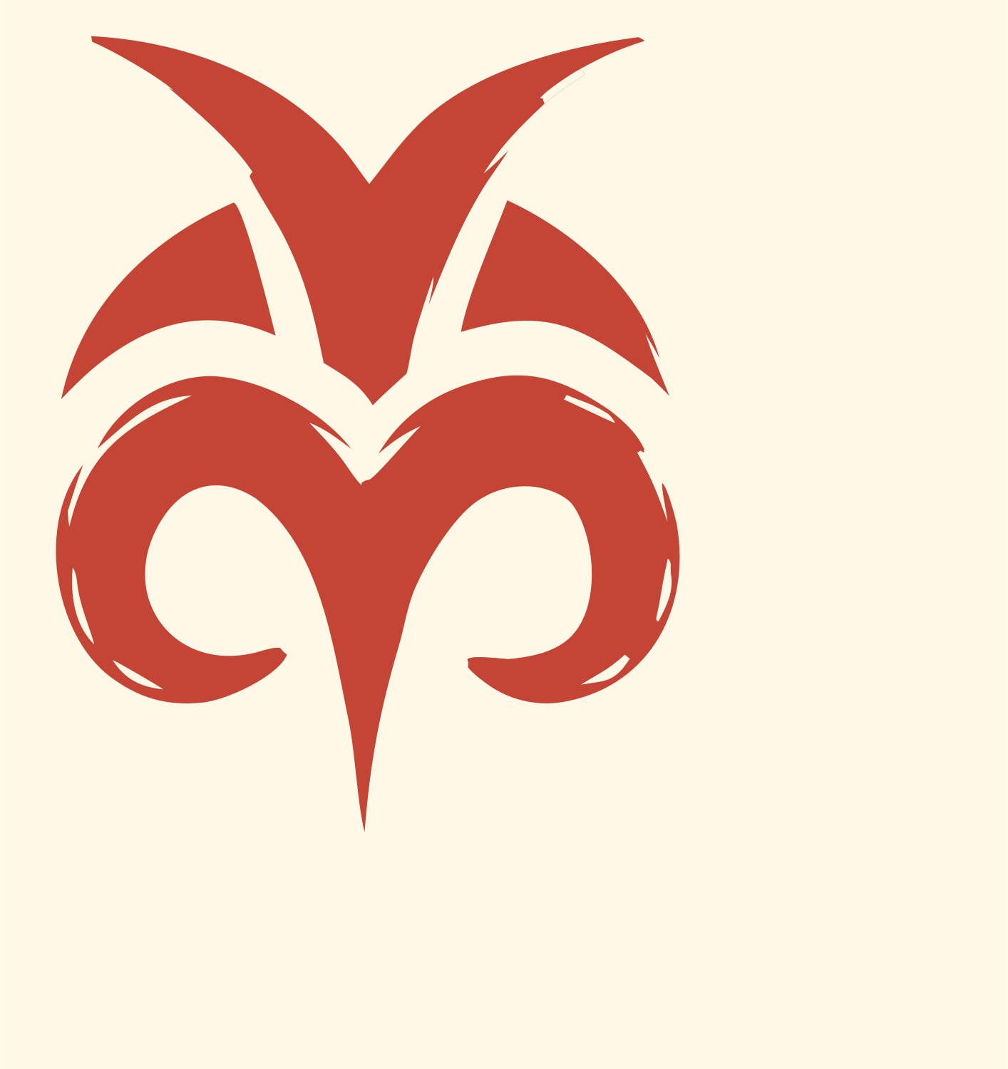 Hand-Drawn Ram Horns Emblem #fff8e7/#c44536