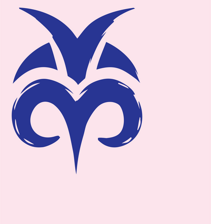 Hand-Drawn Ram Horns Emblem #fce4ec/#283593