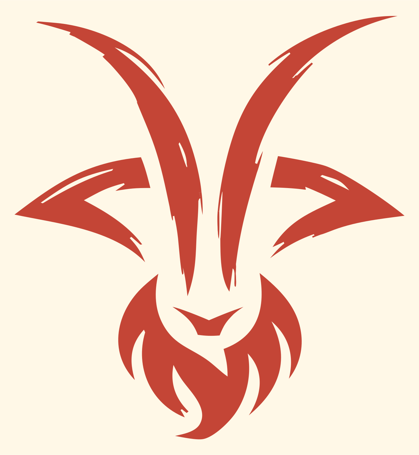 Tribal Goat Face Mark #fff8e7/#c44536