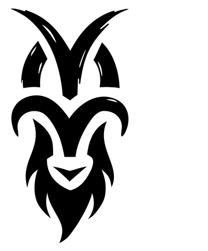 Hand-Drawn Goat Beard Crest #ffffff/#000000