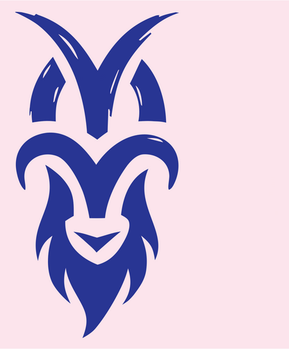 Hand-Drawn Goat Beard Crest #fce4ec/#283593