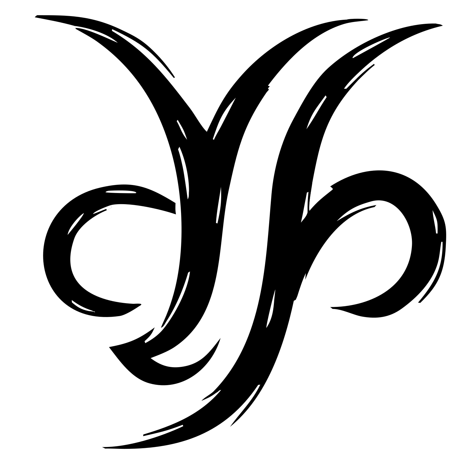 Hand-Drawn Capricorn Sigil Mark #ffffff/#000000