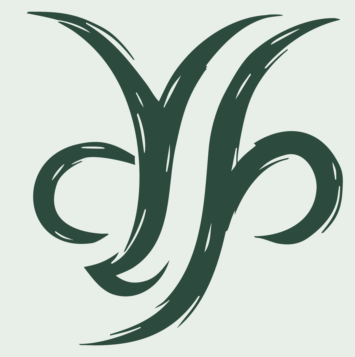Hand-Drawn Capricorn Sigil Mark #e8efe9/#2d4a3e
