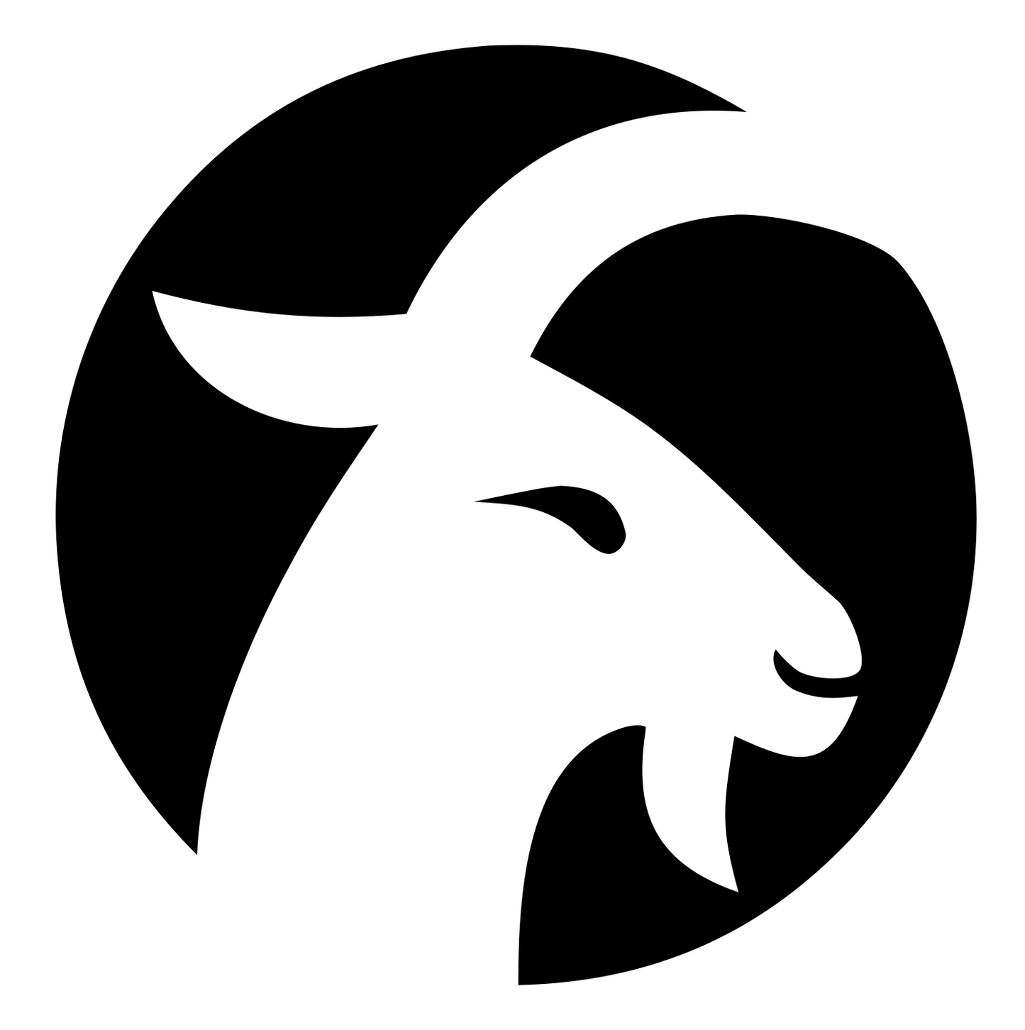 Negative Space Goat Head Badge #ffffff/#000000
