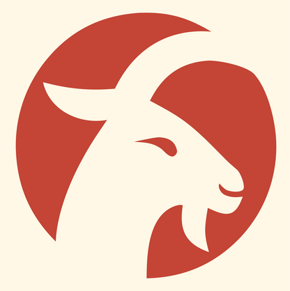Negative Space Goat Head Badge #fff8e7/#c44536