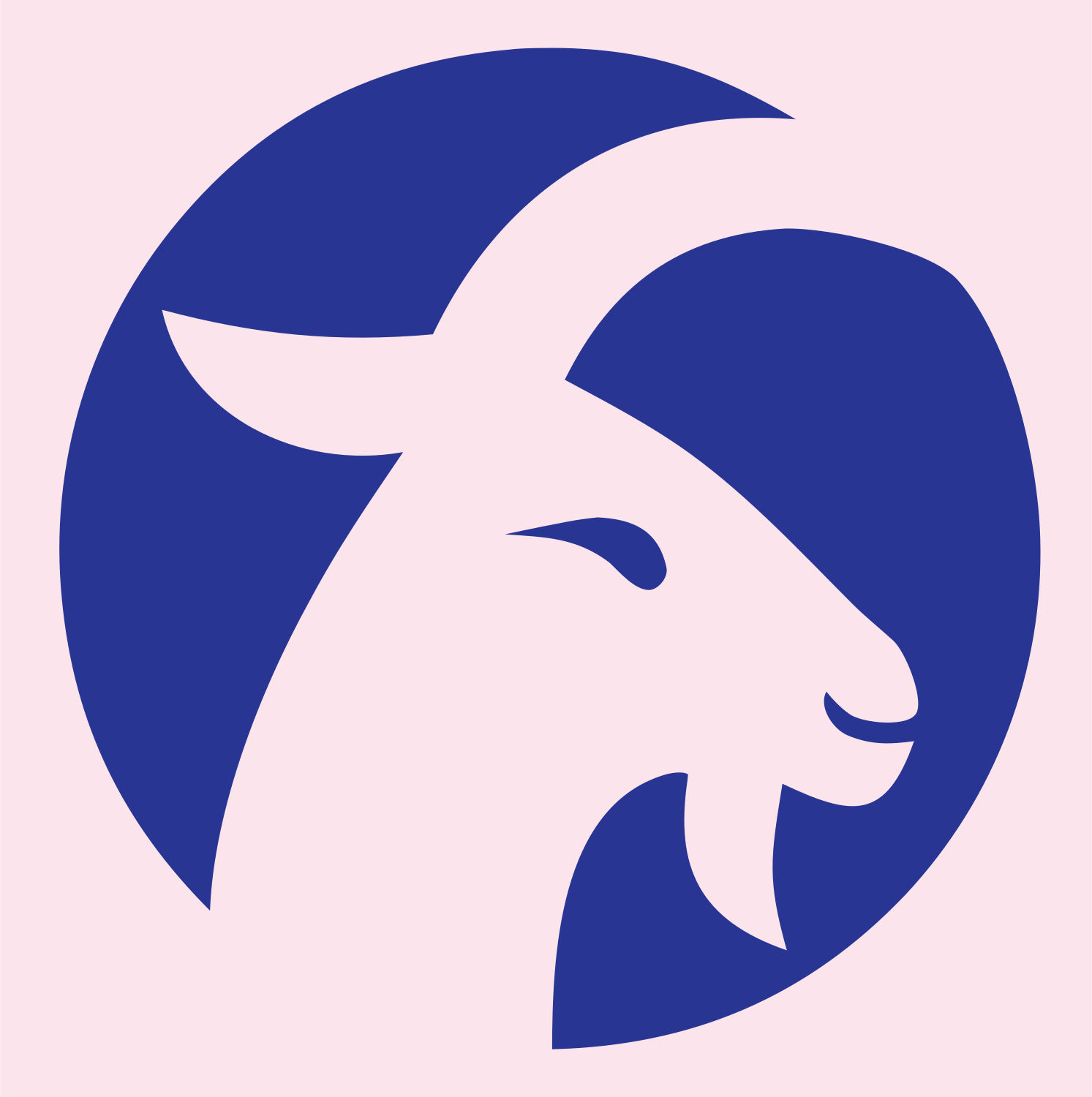 Negative Space Goat Head Badge #fce4ec/#283593