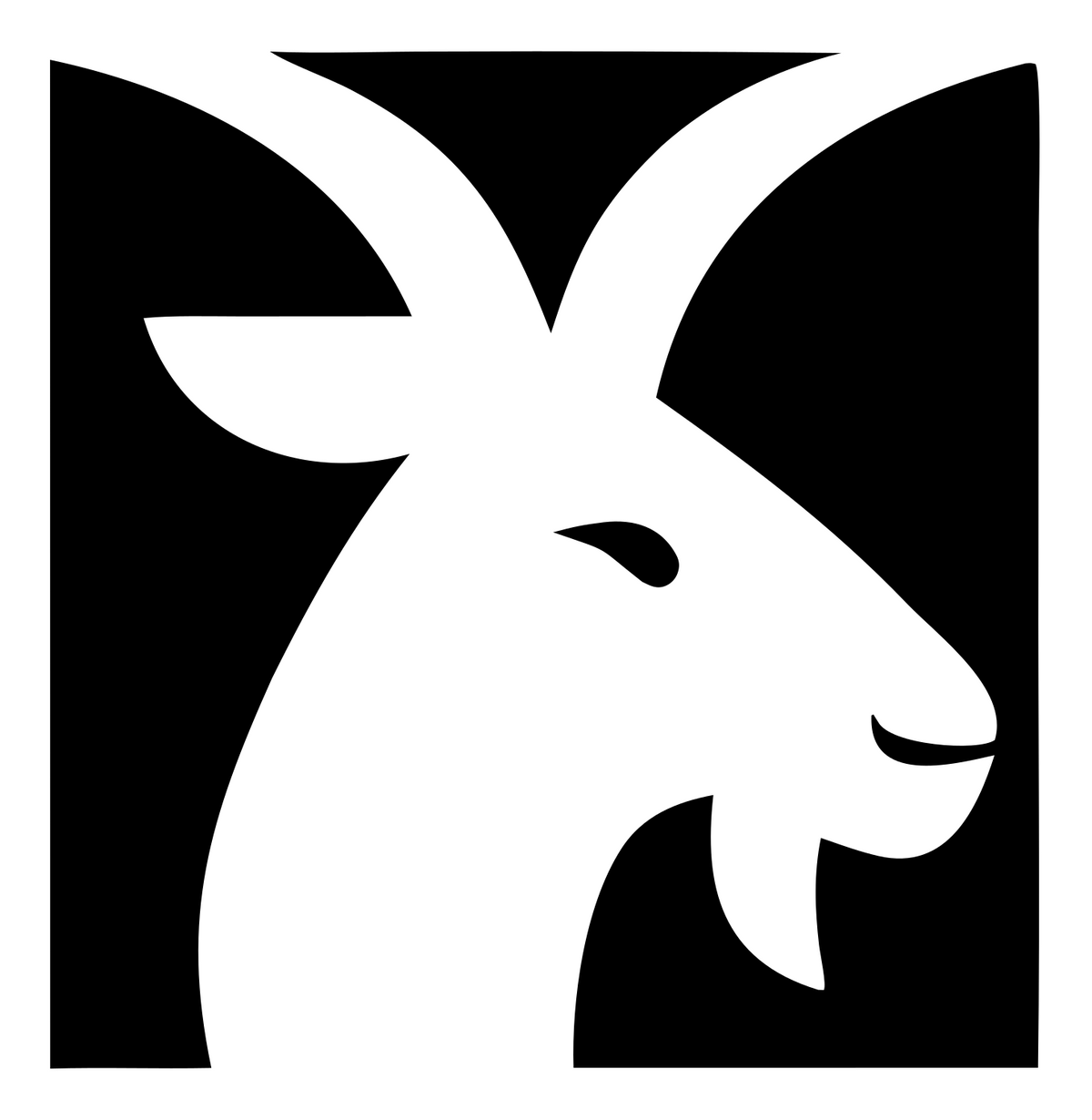 Negative Space Goat Head Icon #ffffff/#000000