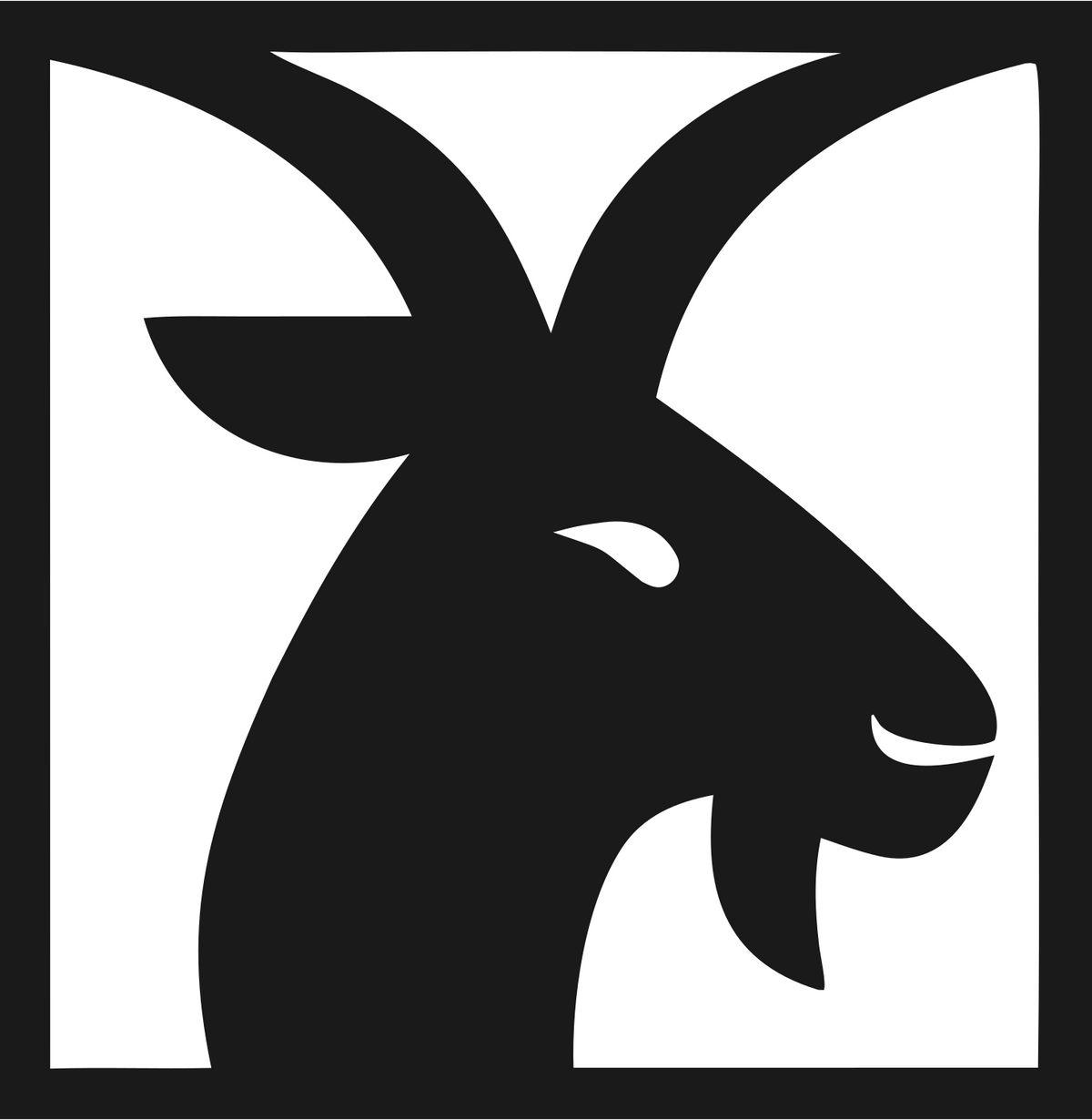 Negative Space Goat Head Icon #1a1a1a/#ffffff