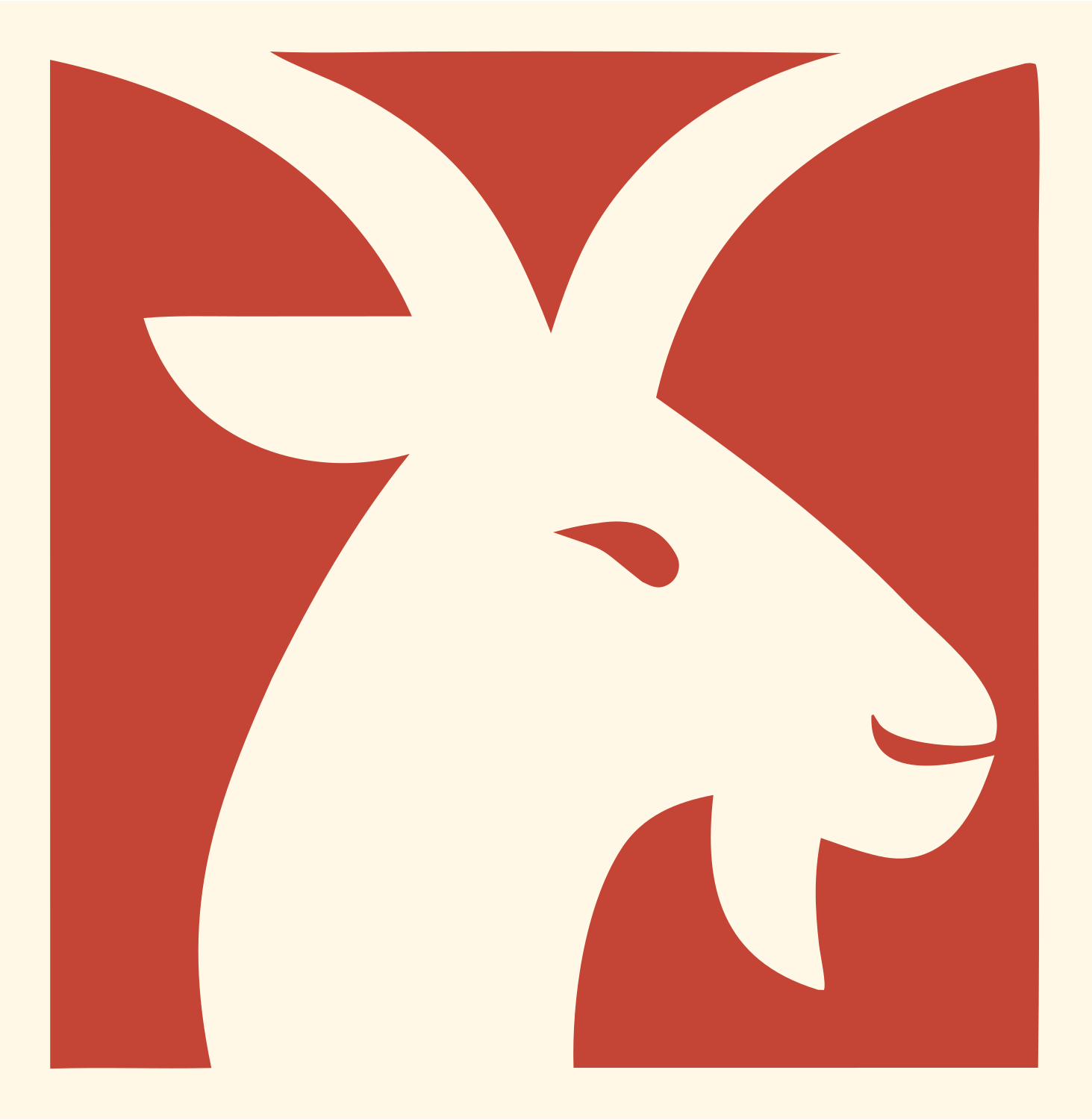 Negative Space Goat Head Icon #fff8e7/#c44536