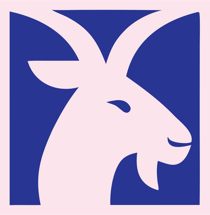 Negative Space Goat Head Icon #fce4ec/#283593