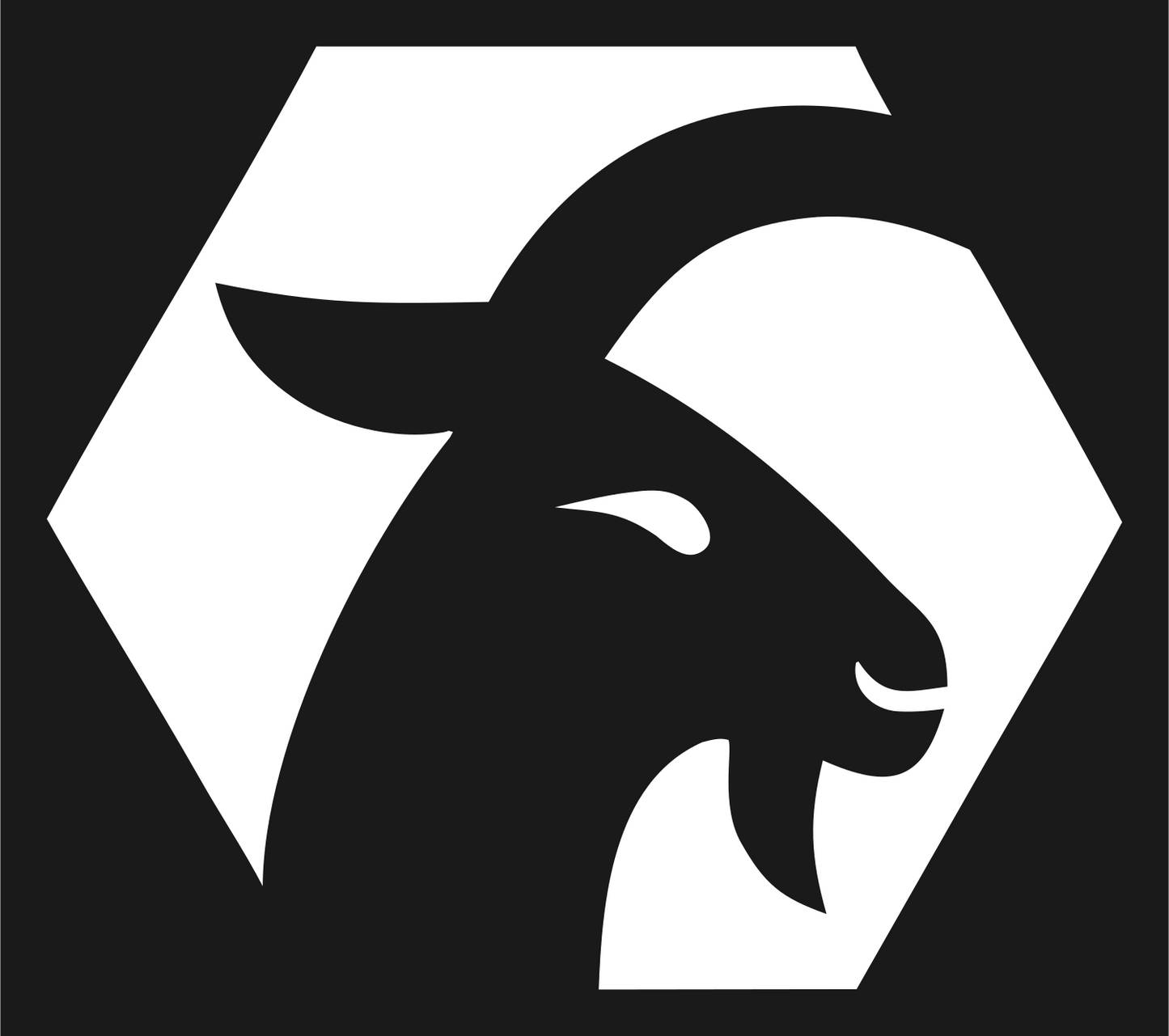 Negative Space Goat Hexagon Badge #1a1a1a/#ffffff