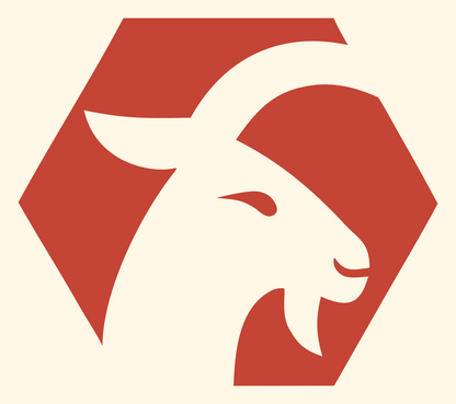 Negative Space Goat Hexagon Badge #fff8e7/#c44536