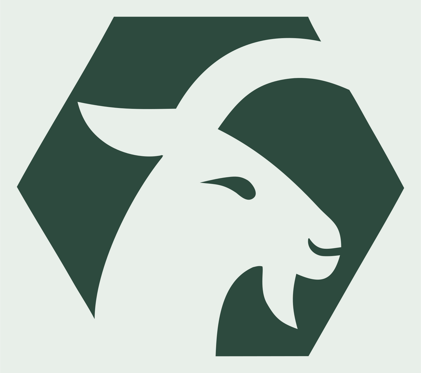 Negative Space Goat Hexagon Badge #e8efe9/#2d4a3e