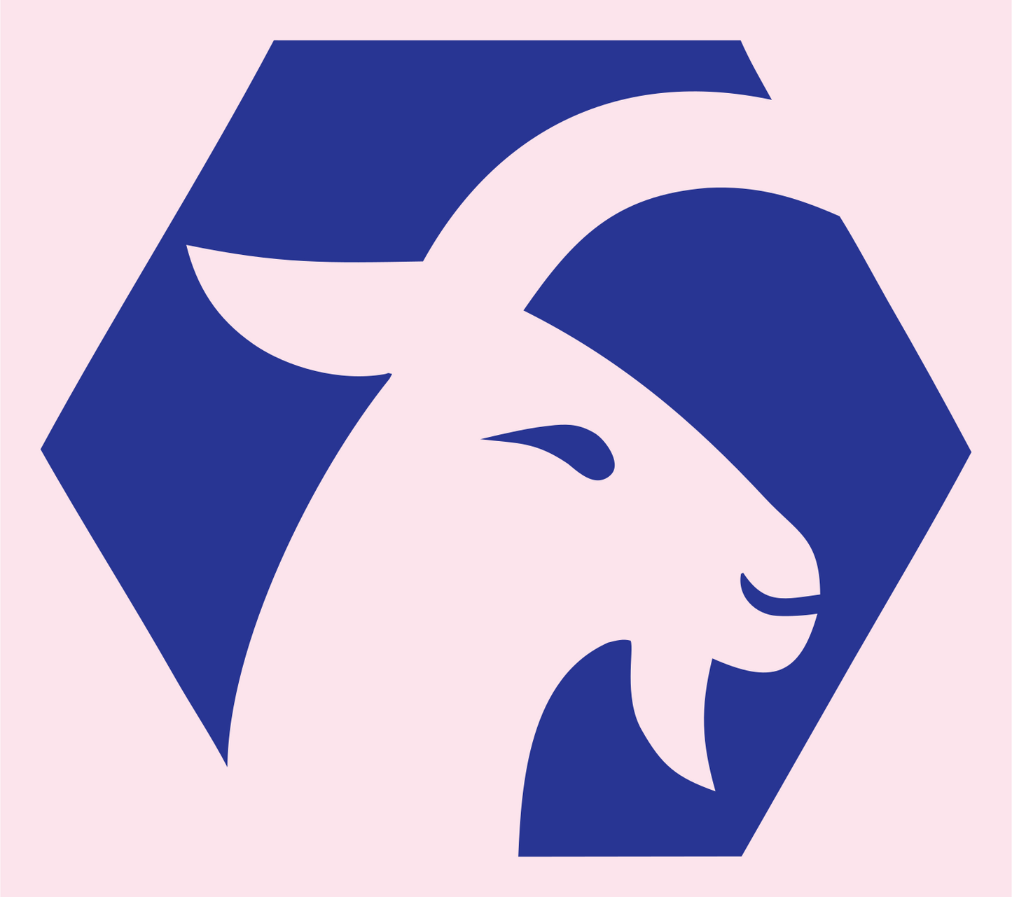 Negative Space Goat Hexagon Badge #fce4ec/#283593
