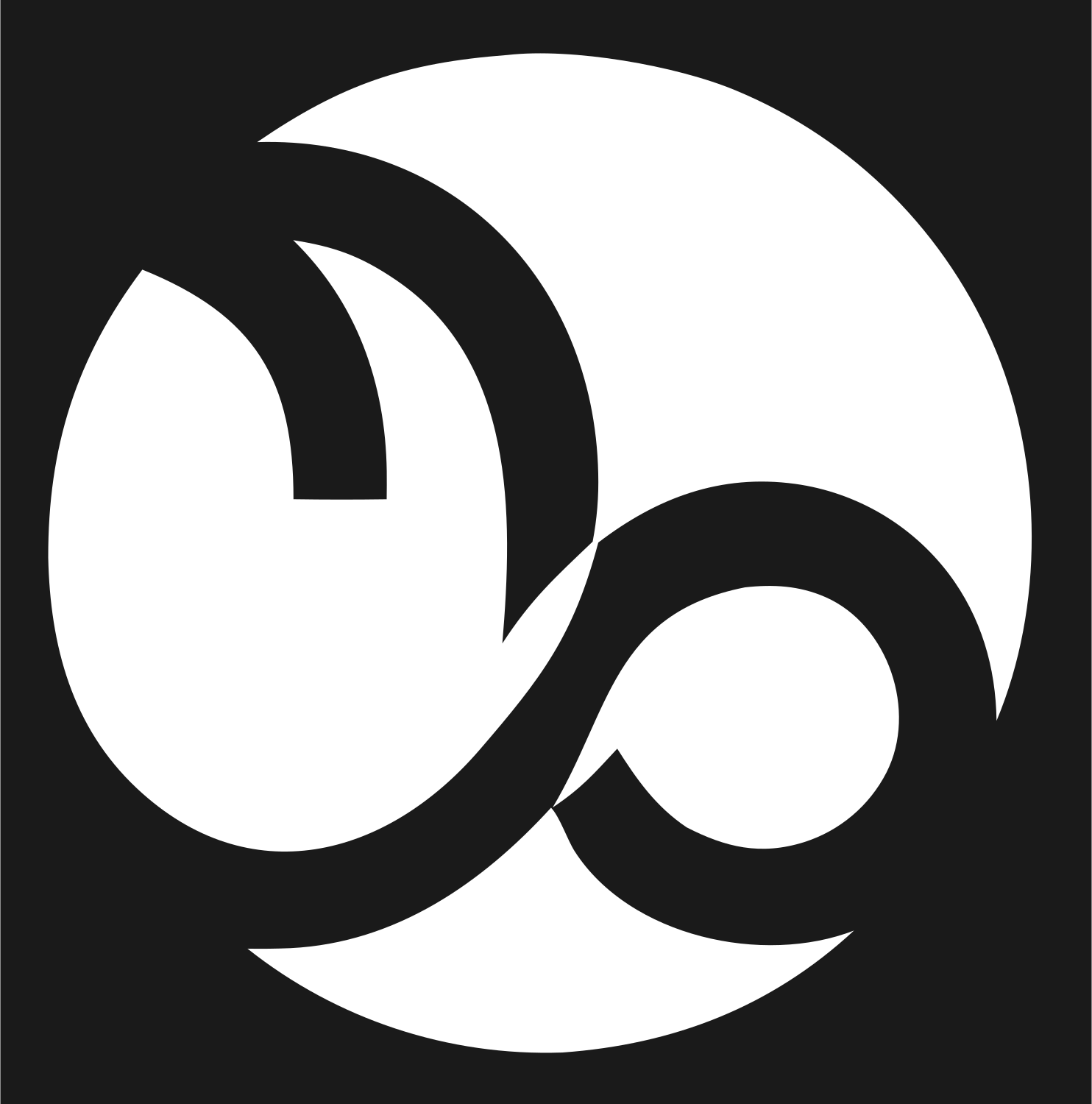 Negative Space Circle Capricorn Badge #1a1a1a/#ffffff