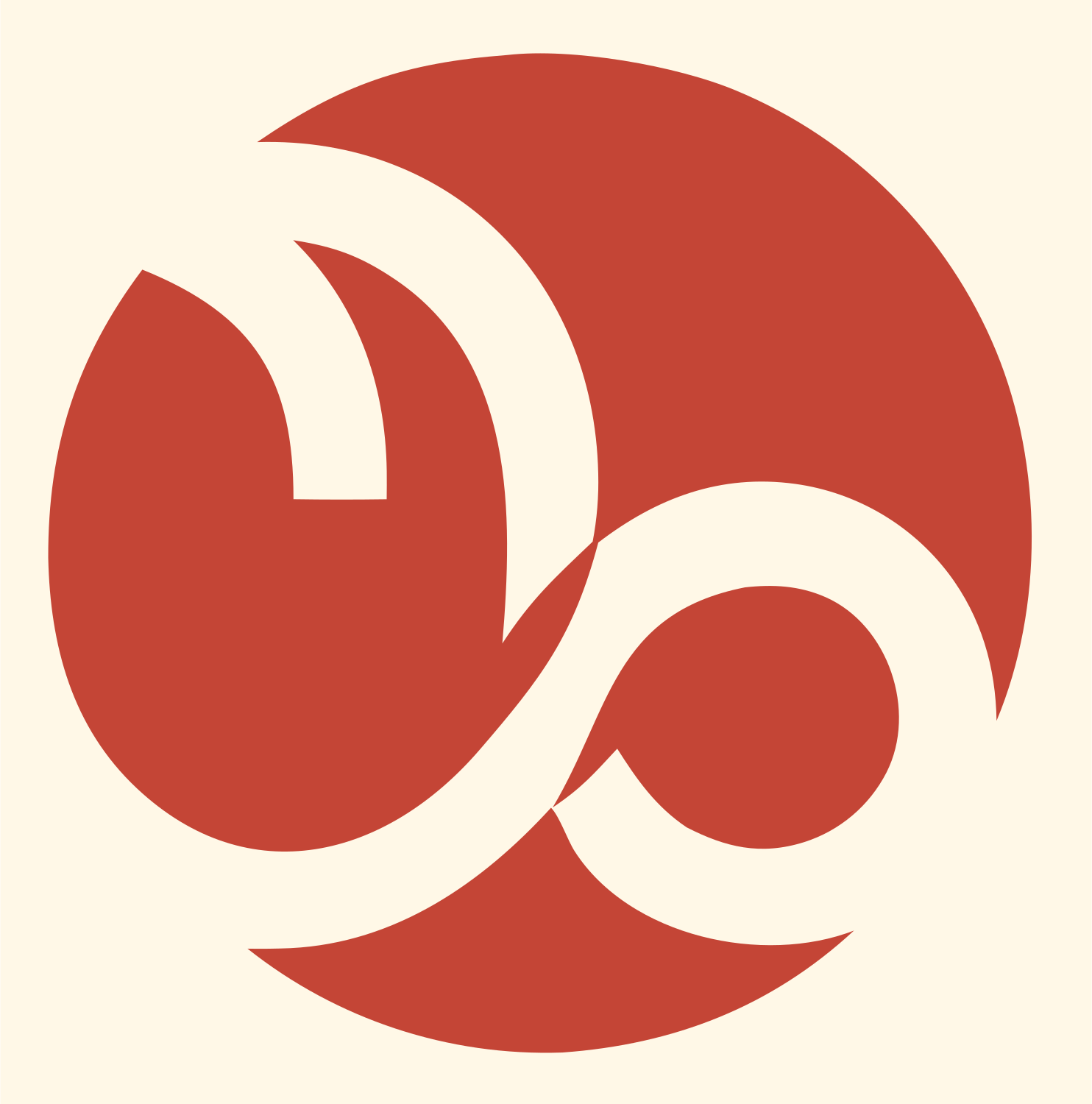 Negative Space Circle Capricorn Badge #fff8e7/#c44536