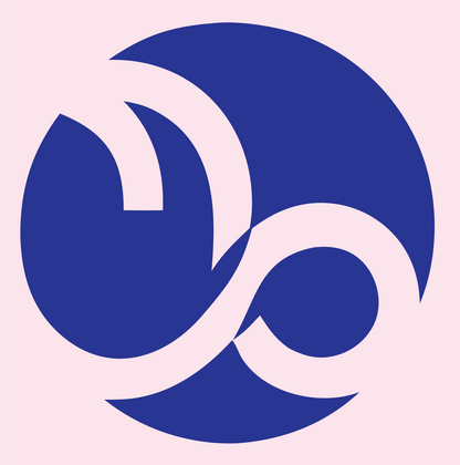 Negative Space Circle Capricorn Badge #fce4ec/#283593