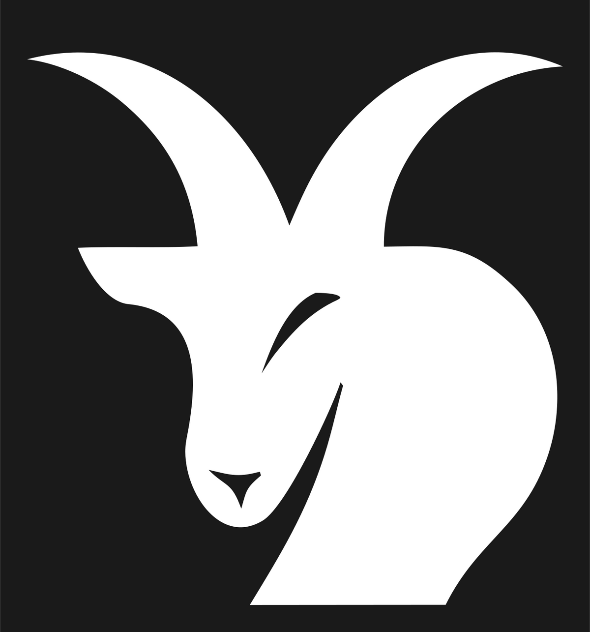Negative Space Goat Head Logo #1a1a1a/#ffffff