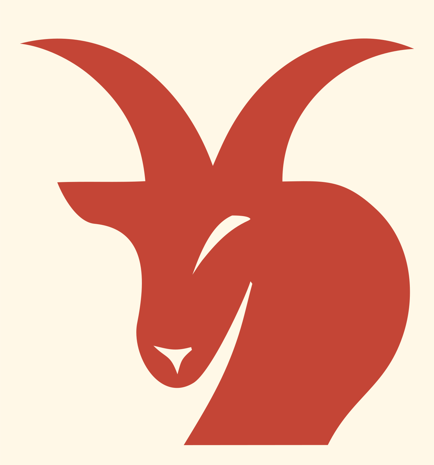 Negative Space Goat Head Logo #fff8e7/#c44536