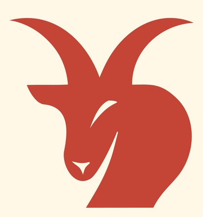 Negative Space Goat Head Logo #fff8e7/#c44536