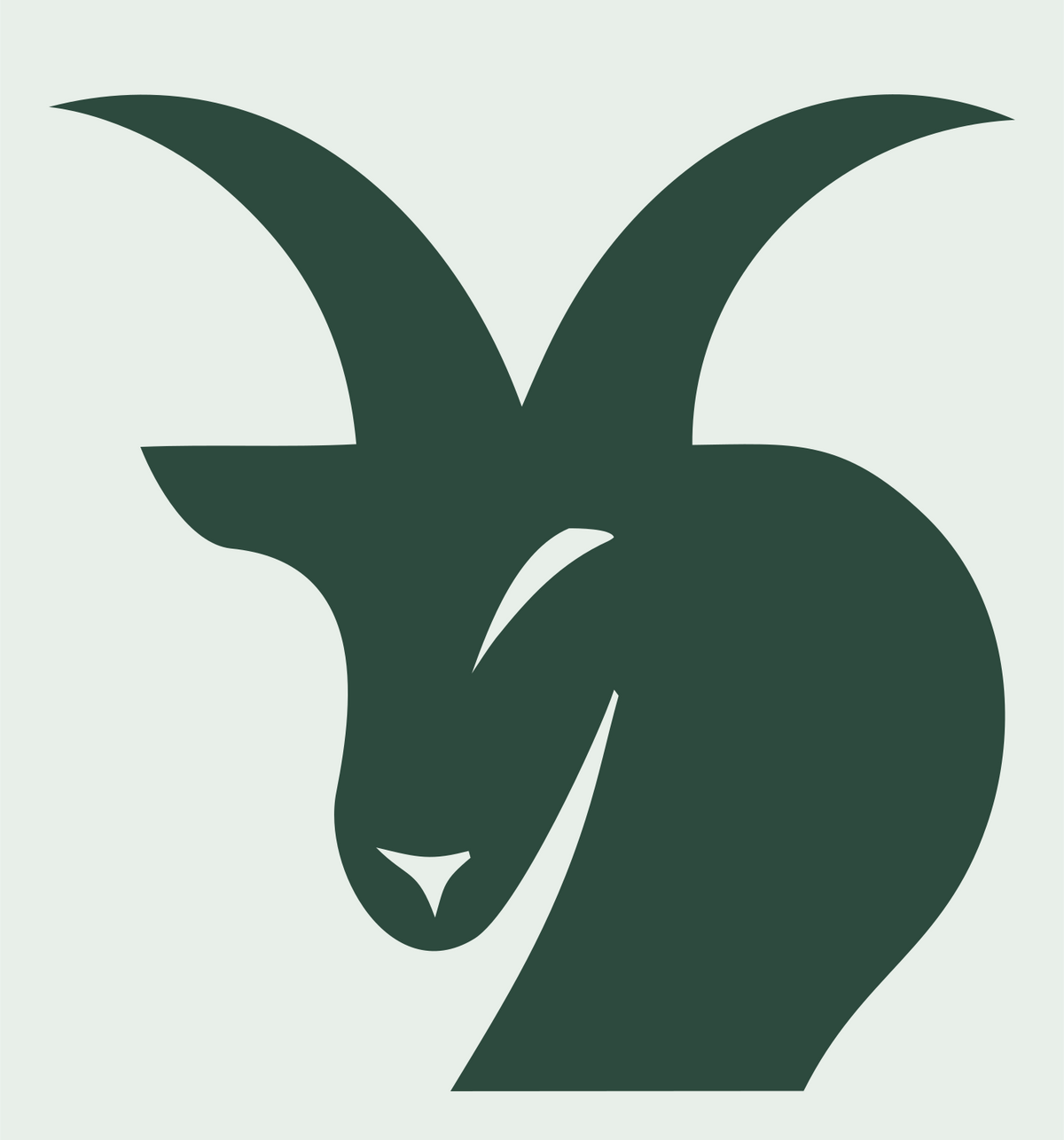 Negative Space Goat Head Logo #e8efe9/#2d4a3e