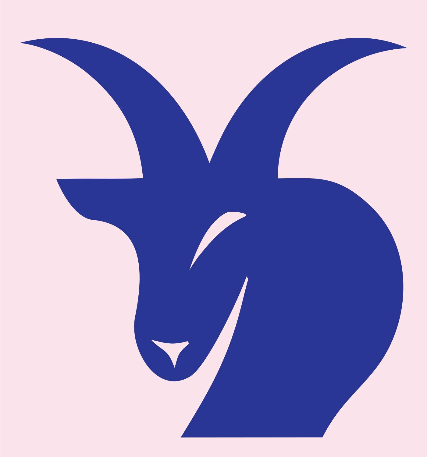 Negative Space Goat Head Logo #fce4ec/#283593