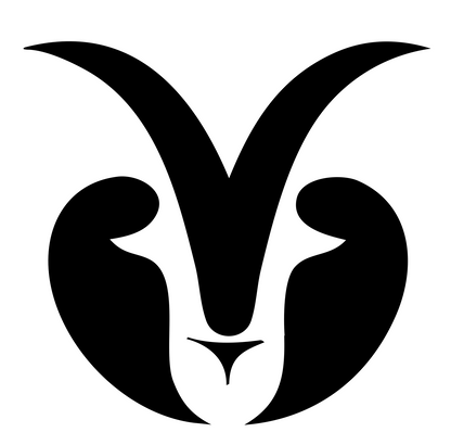 Negative Space Goat Face Logo #ffffff/#000000