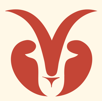 Negative Space Goat Face Logo #fff8e7/#c44536