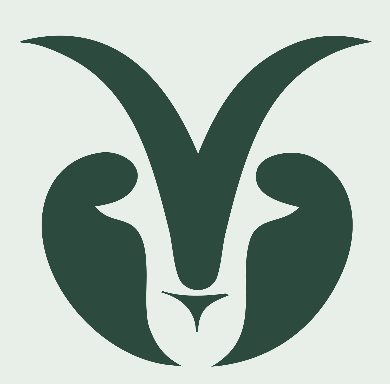 Negative Space Goat Face Logo #e8efe9/#2d4a3e