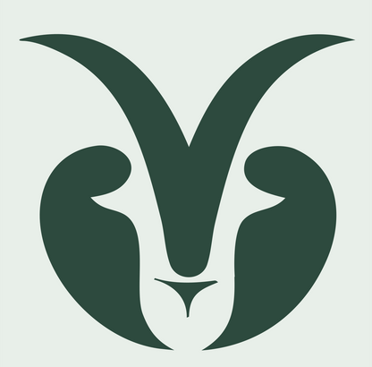 Negative Space Goat Face Logo #e8efe9/#2d4a3e