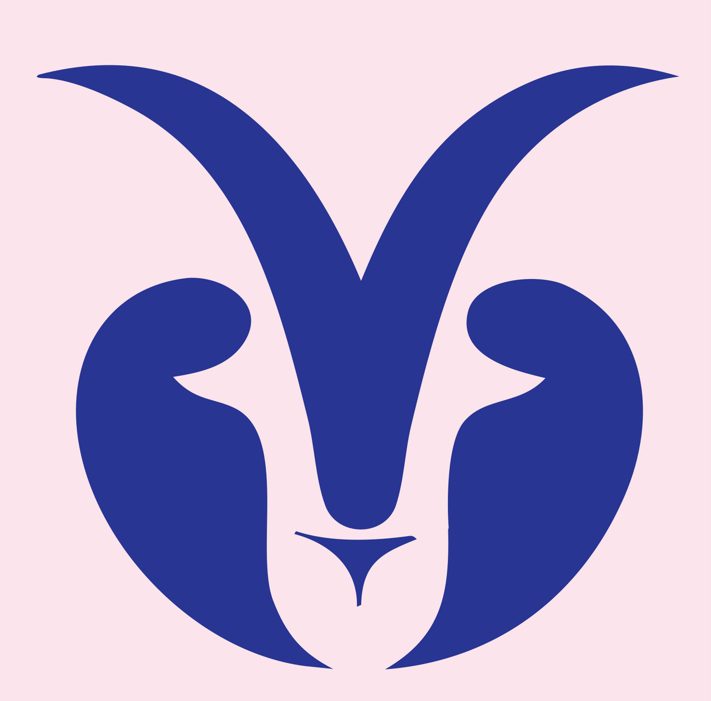 Negative Space Goat Face Logo #fce4ec/#283593