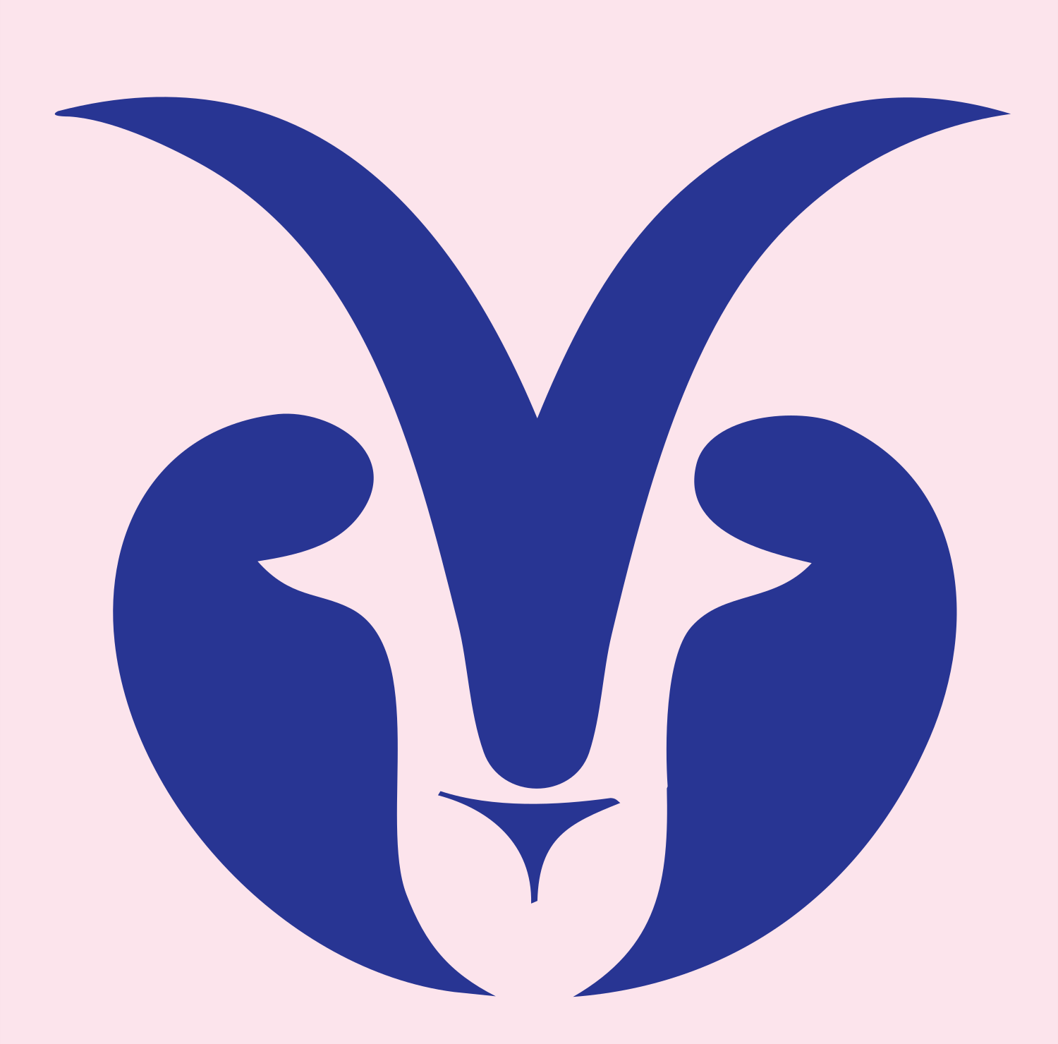 Negative Space Goat Face Logo #fce4ec/#283593