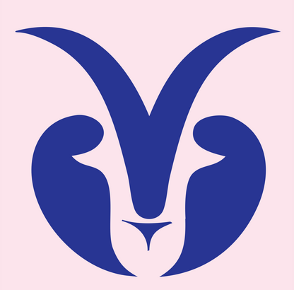 Negative Space Goat Face Logo #fce4ec/#283593