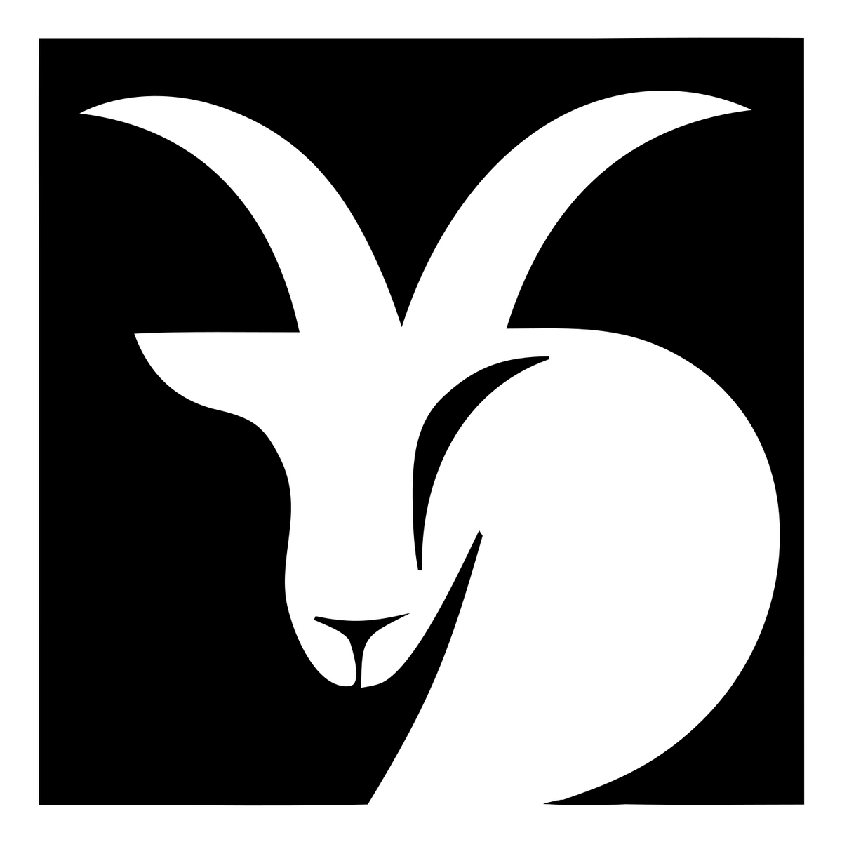 Negative Space Goat Head Badge #ffffff/#000000