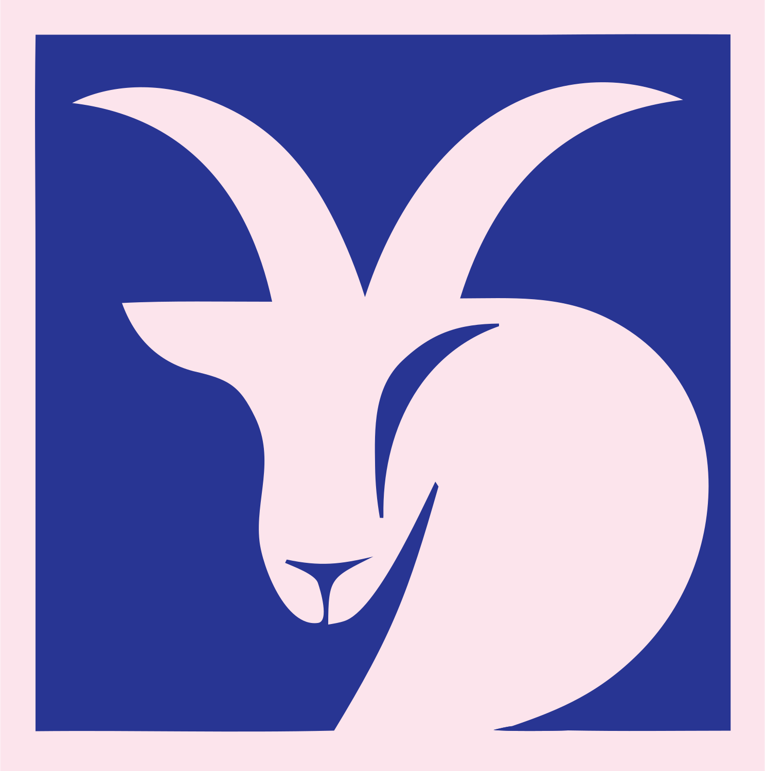 Negative Space Goat Head Badge #fce4ec/#283593