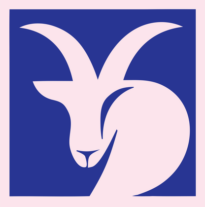 Negative Space Goat Head Badge #fce4ec/#283593