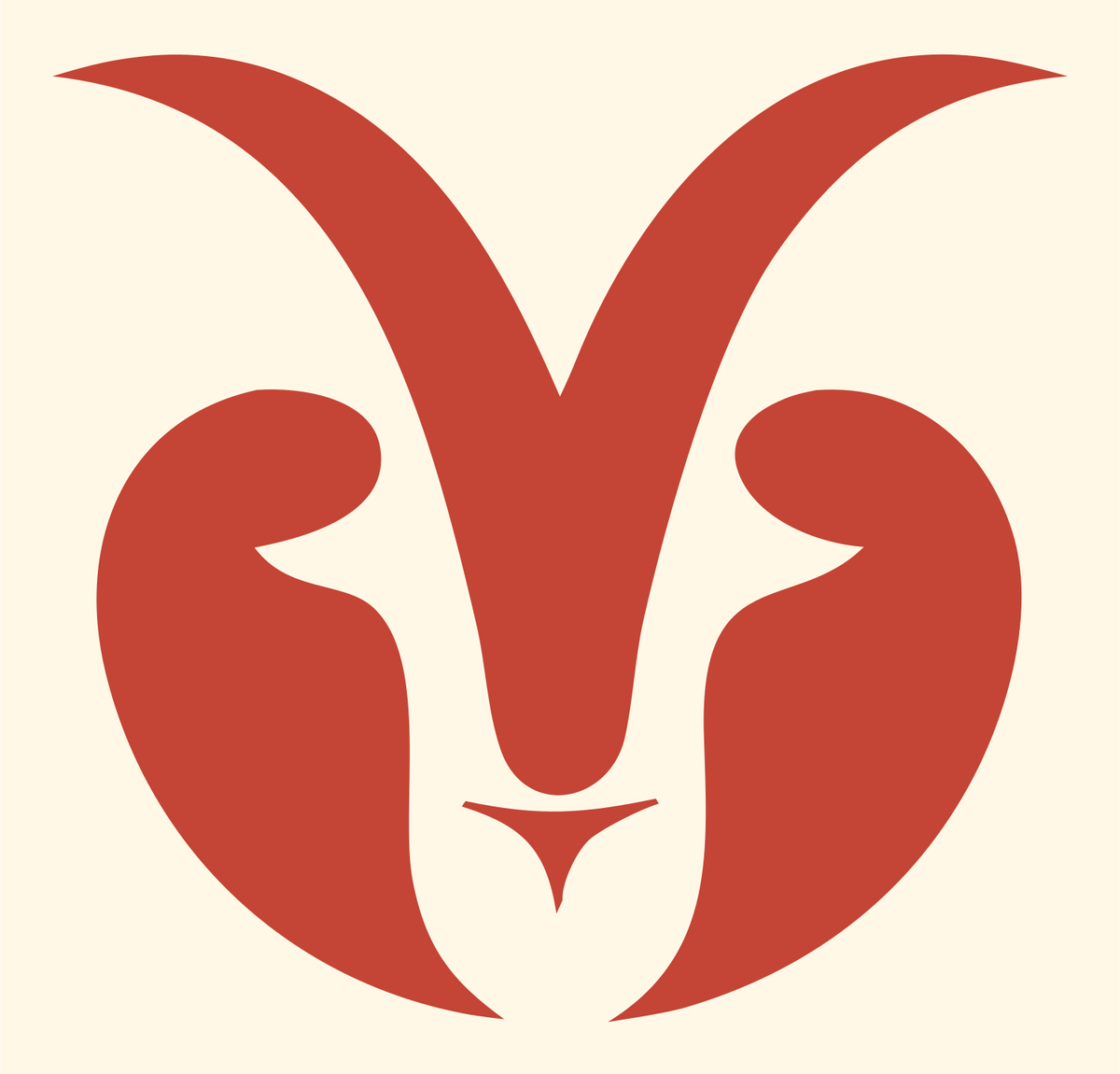 Negative Space Goat Face Logo #fff8e7/#c44536