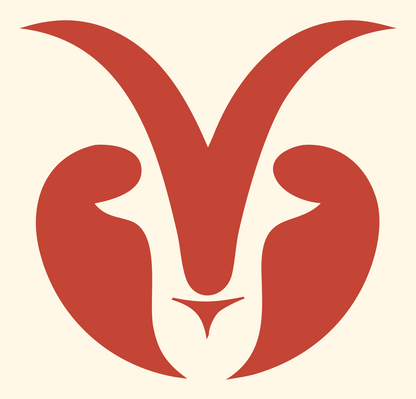 Negative Space Goat Face Logo #fff8e7/#c44536
